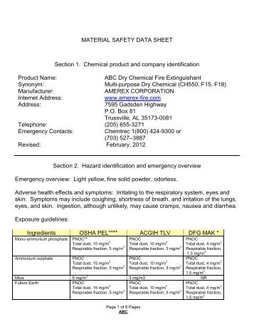 ABC Dry Chemical Fire Extinguishant - Amerex Corporation