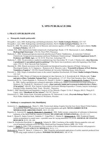 ING PAN - Spis publikacji za rok 2006 - Instytut Nauk Geologicznych ...