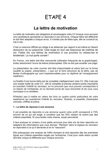 RÃ©diger une lettre de motivation - ENSG - UniversitÃ© de Lorraine
