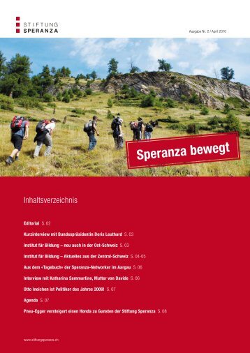 Ausgabe Nr. 2, Speranza bewegt - April 2010 - Stiftung Speranza