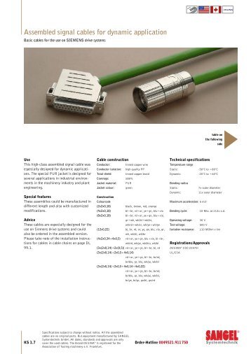 Assembled signal cables for dynamic application - Acumo