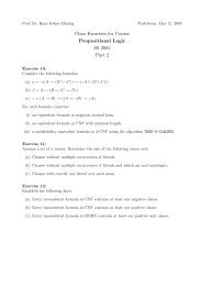 Class Exercises for Course Propositional Logic SS 2005 Part 2