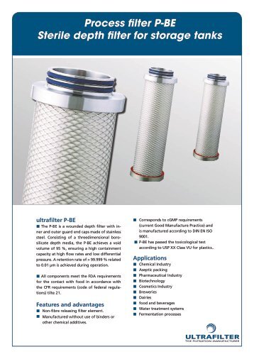 Process filter P-BE Sterile depth filter for storage tanks