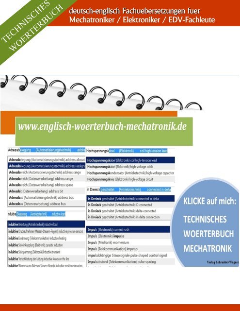 flyer infografik leseprobe englische mechatronische fachausdruecke uebersetzen lernen (Woerterbuch zu Weihnachten kaufen)