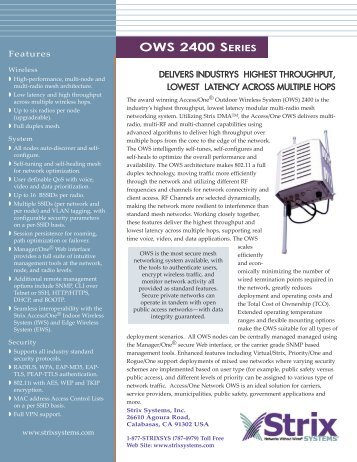 Strix OWS-2400 Outdoor Wireless System Data Sheet