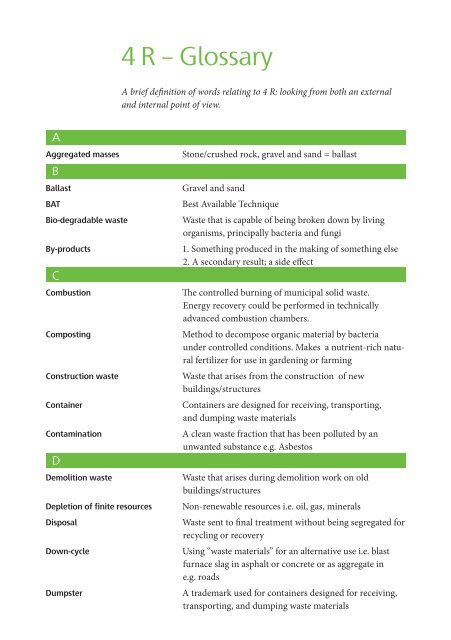 4 R – Glossary A brief