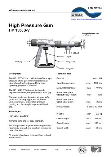 High Pressure Gun HP 1500S-V - Woma