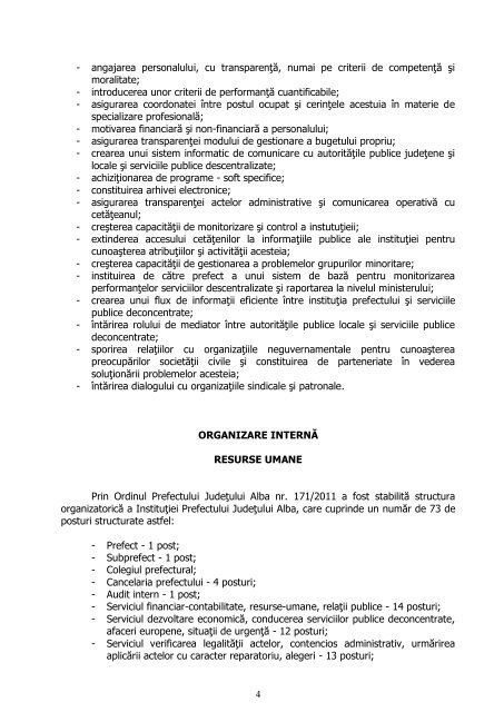 raport de activitate al instituÅ£iei prefectului judeÅ£ul alba pe anul 2011