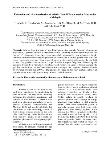 Extraction and characterization of gelatin from different marine fish ...