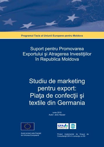 Studiu de marketing pentru export: PiaÅ£a de confecÅ£ii Åi textile - miepo