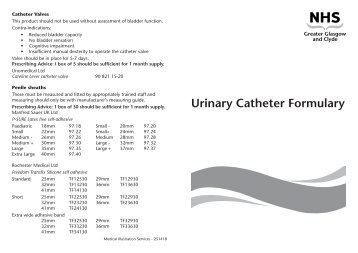 NHSGGC Urinary Catheter Formulary - GGC Prescribing