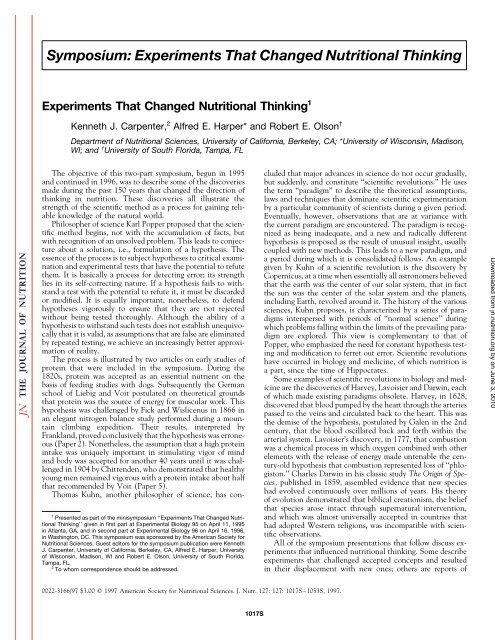 Experiments That Changed Nutritional Thinking - TUUM EST
