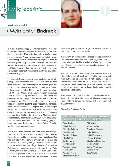 Driver 2 / 2011 als pdf - beim Golfclub - Bad Rappenau eV