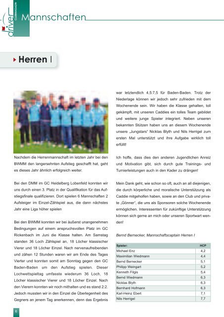 Driver 2 / 2011 als pdf - beim Golfclub - Bad Rappenau eV