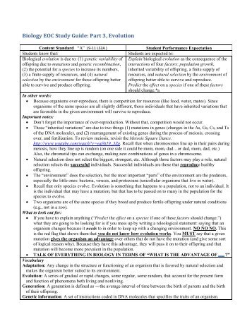 Biology EOC Study Guide: Part 3, Evolution