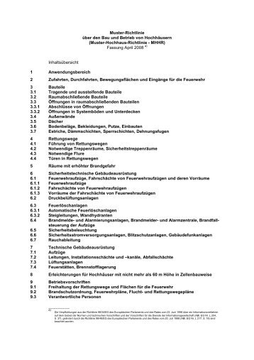 Muster-Hochhaus-Richtlinie - MHHR - dhw-feuerschutz