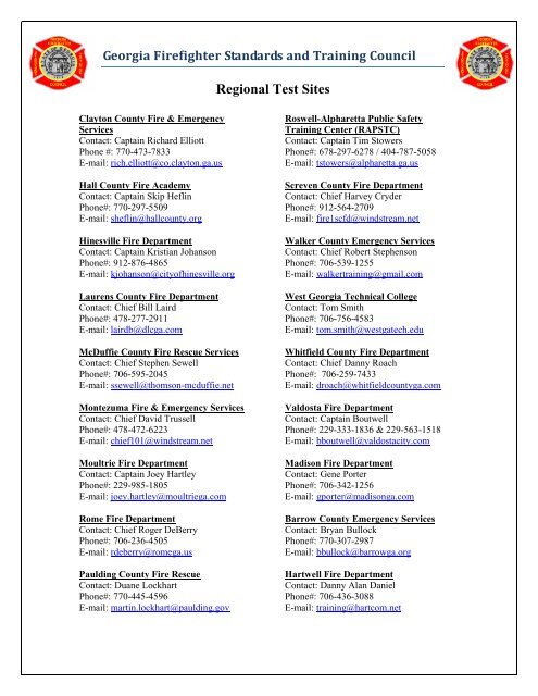 Regional Test Sites - GFSTC Online