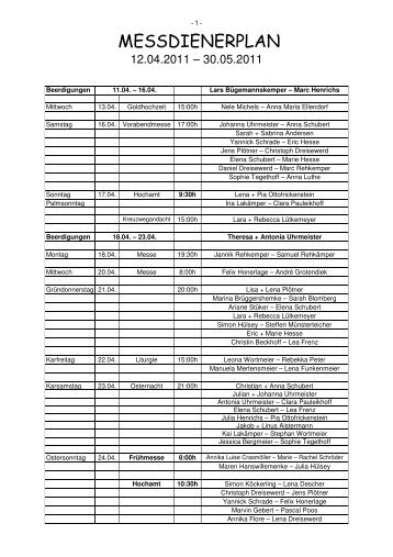 MESSDIENERPLAN - St. Margareta Neuenkirchen