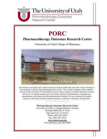 PORC Pharmacotherapy Outcomes Research Center - College of ...