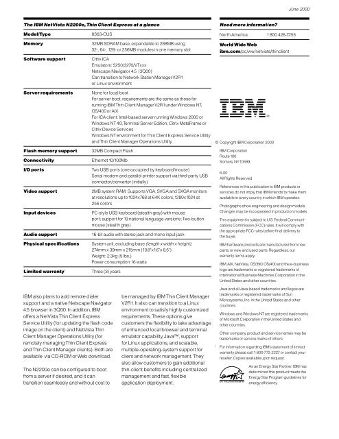 IBM NetVista N2200e, Thin Client Express