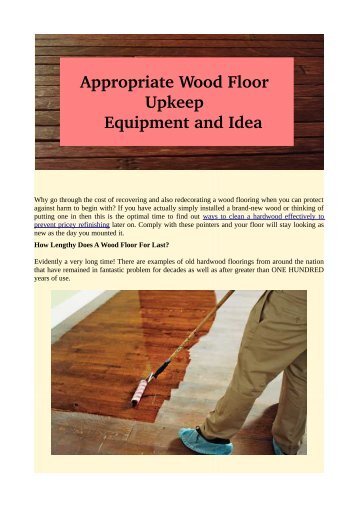 Appropriate Wood Floor Upkeep Equipment and Idea