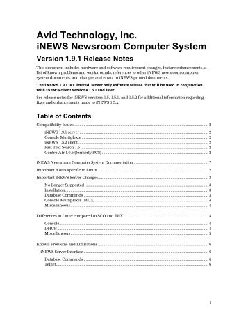 iNEWS Newsroom Computer System Documentation - Avid