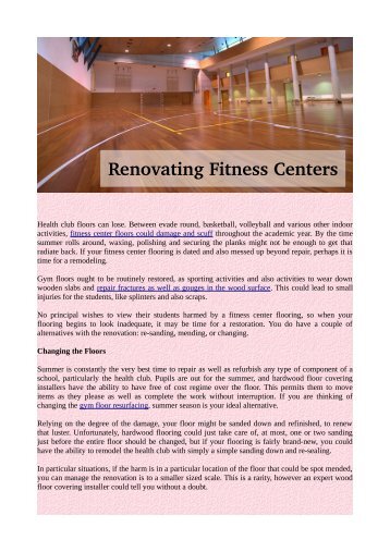 Renovating Fitness Centers