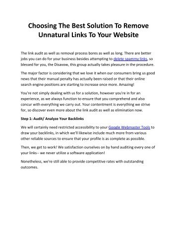 Choosing The Best Solution To Remove Unnatural Links To Your Website