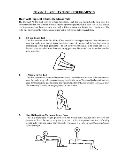 PHYSICAL ABILITY TEST REQUIREMENTS How Will Physical Fitness