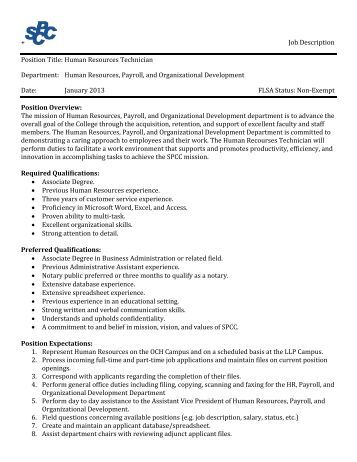 Library Technician Customer Services Main Position Description