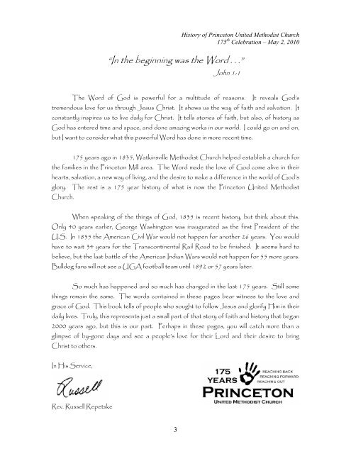 History - Princeton United Methodist
