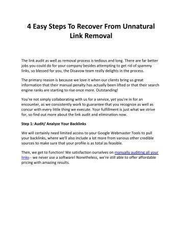 4 Easy Steps To Recover From Unnatural Link Removal