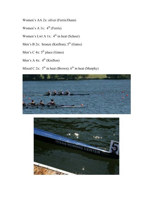Texas Rowing Center Family Medaled in Six Events at 2006 ...