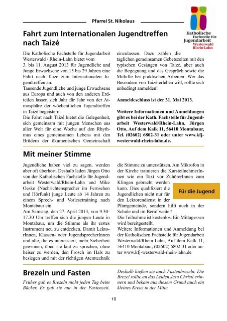 Pfarrbrief Ostern 2013 - St. Nikolaus Kamp-Bornhofen