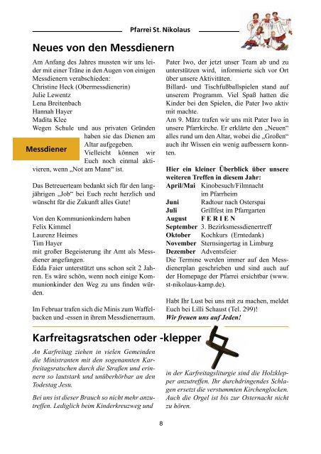 Pfarrbrief Ostern 2013 - St. Nikolaus Kamp-Bornhofen