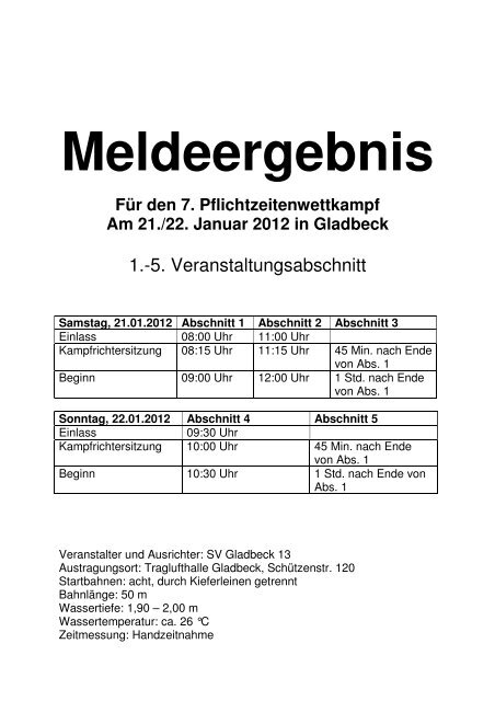 Meldeergebnis - SV BLAU-WEISS Recklinghausen