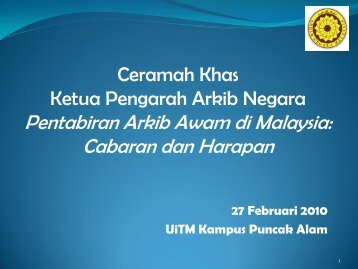 Pentadbiran Arkib Awam di Malaysia - UiTM