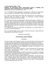 Il testo della legge di Ratifica e della Convenzione - Ufficio per lo Sport