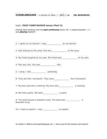 past continuous tense 2.pdf - Learn English Feel Good
