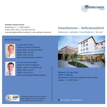 Dauerbrenner – Refluxkrankheit - Mathilden Hospital Herford