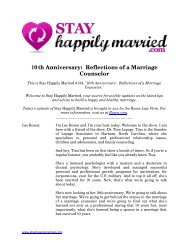 10th Anniversary, Reflections of a Marriage Counselor