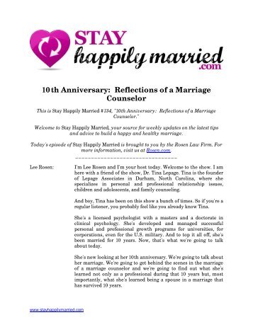 10th Anniversary, Reflections of a Marriage Counselor