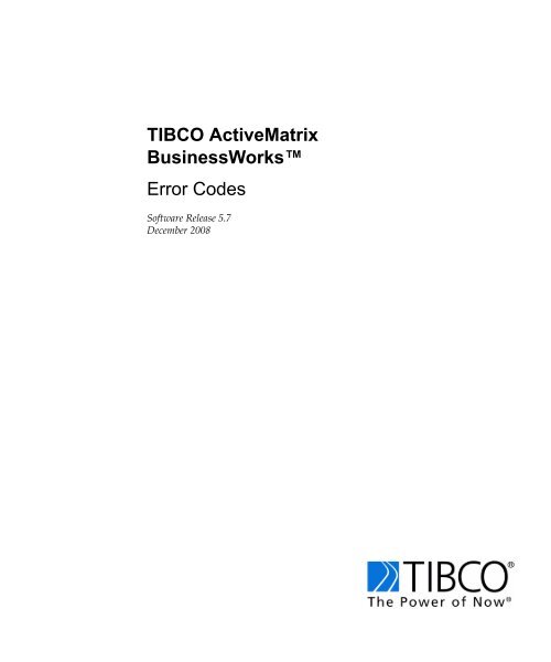 TIBCO ActiveMatrix BusinessWorks Error Codes TIBCO Product
