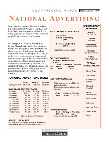 advertising rates - Worcester Telegram & Gazette