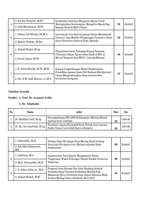 Pengumuman Penelitian 2011 - LEMLITBANG