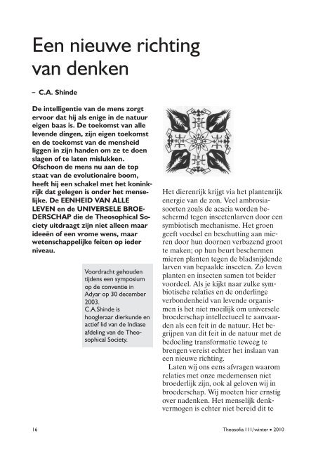 Jaargang 111, nummer 1, winter 2010 - Theosofische Vereniging in ...
