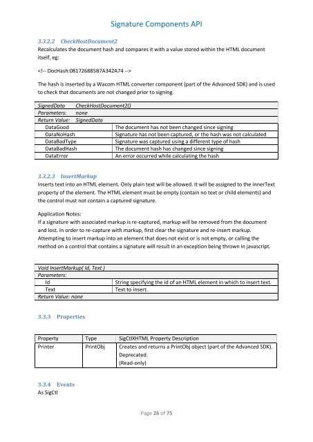 Signature Components API