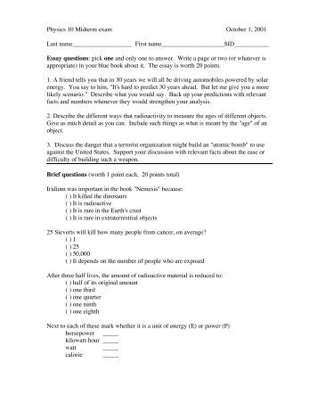 midterm exam 3 essay Eng 209-ga midterm exam: short essays spring 2018 due wednesday, march 21 instead of a traditional midterm essay, you should write three short essays of at least 250-300 words apiece essays must be typed, in 12-point times new roman, double-spaced, and stapled when submitted. midterm exam 3 essay Eng 209-ga midterm exam: short essays spring 2018 due wednesday, march 21 instead of a traditional midterm essay, you should write three short essays of at least 250-300 words apiece essays must be typed, in 12-point times new roman, double-spaced, and stapled when submitted.
