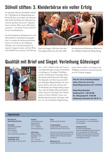 Newsletter 1/2011 - BÃ¼rgerStiftung DÃ¼sseldorf