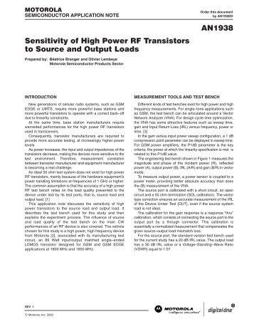 AN1938: Sensitivity of High Power RF Transistors ... - mirror omadata